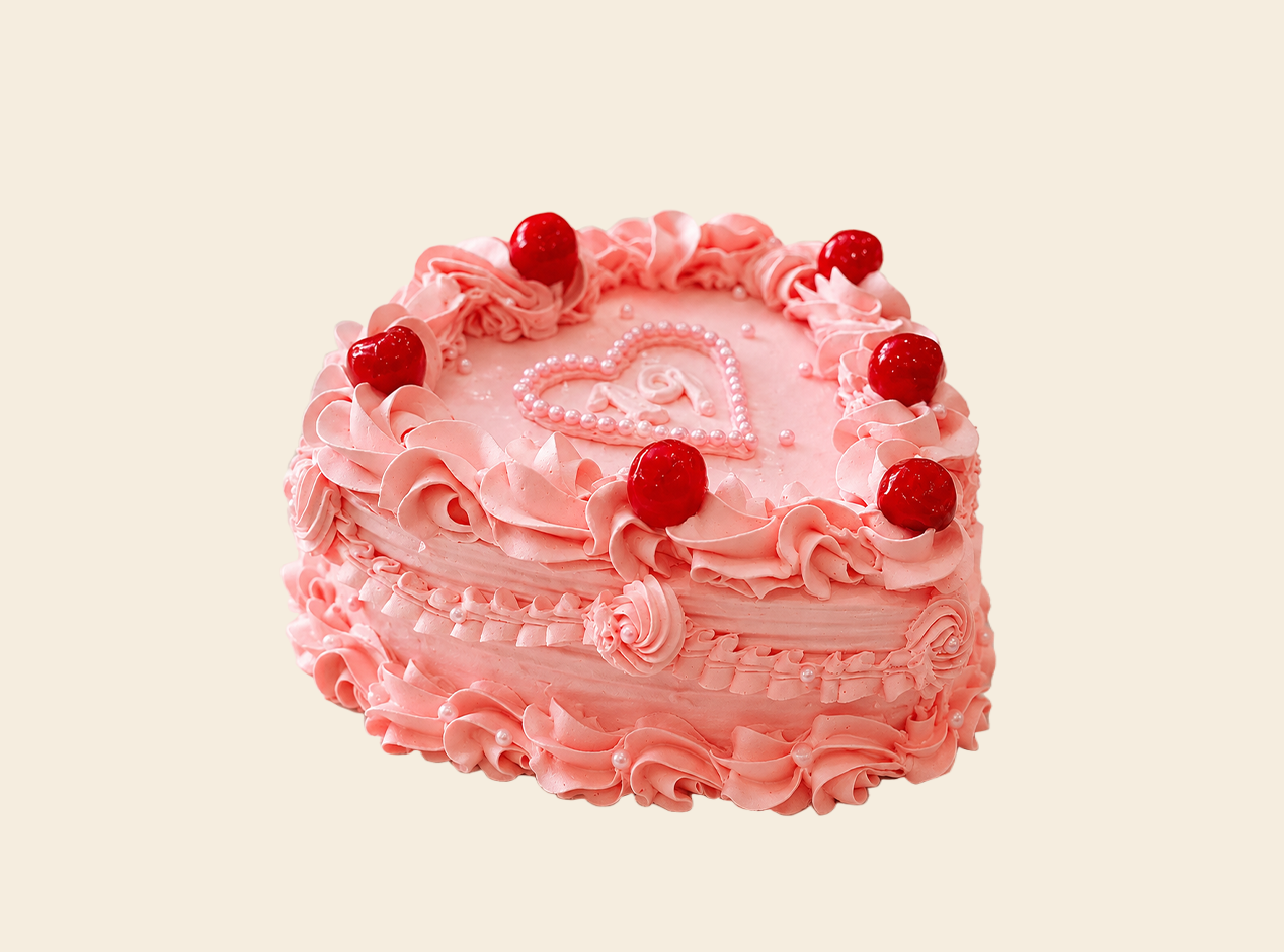Cherry Kiss Heart Cake