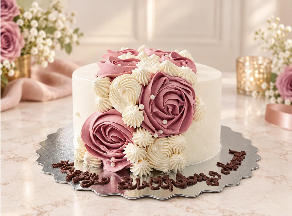 Pink Rose Cascade Cake