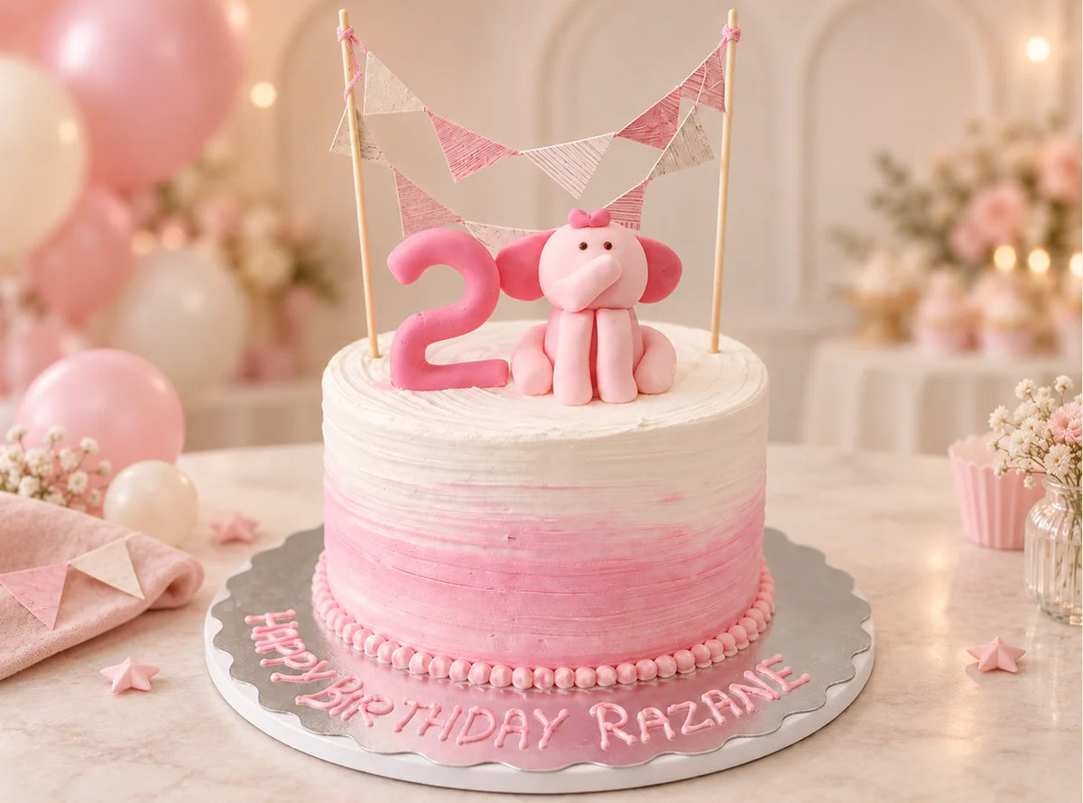 Pink Elephant Birthday Cake