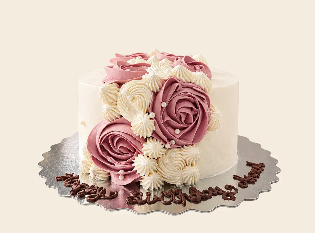 Pink Rose Cascade Cake
