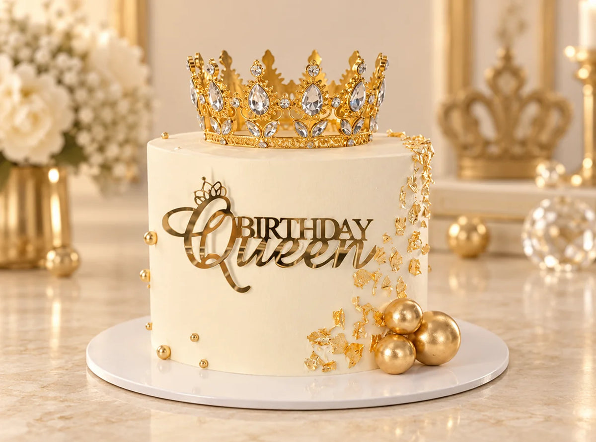 Gold Crown Queen Birthday Cake
