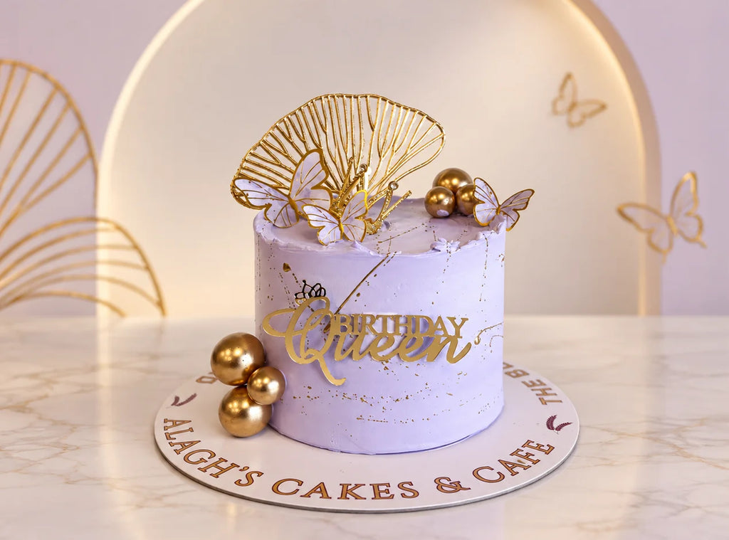 Lavender butterfly birthday cake