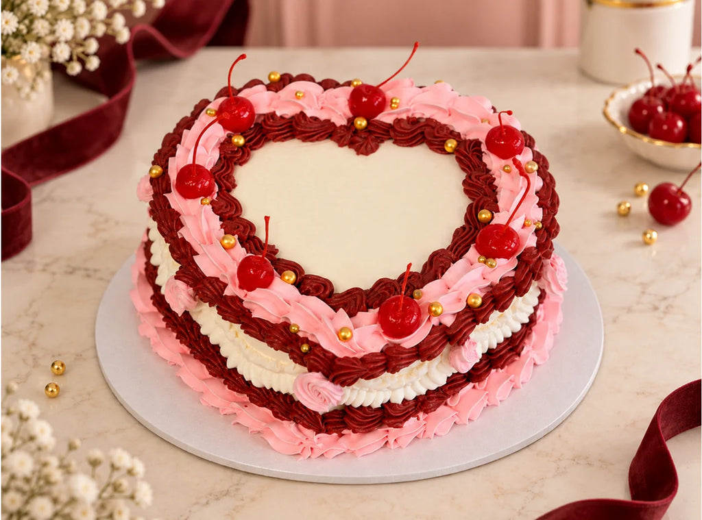 Vintage Heart Birthday Cake