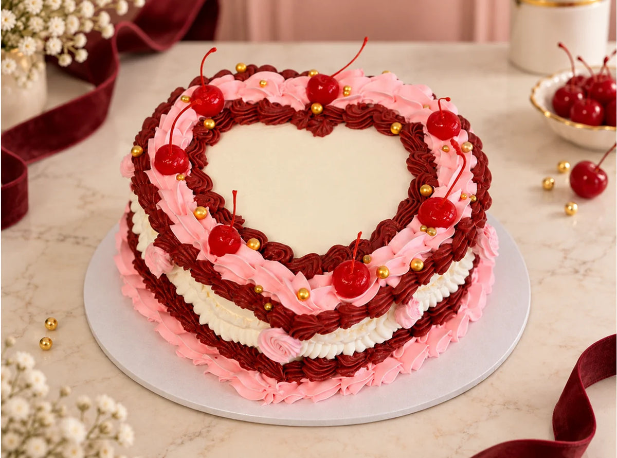 Vintage Heart Birthday Cake