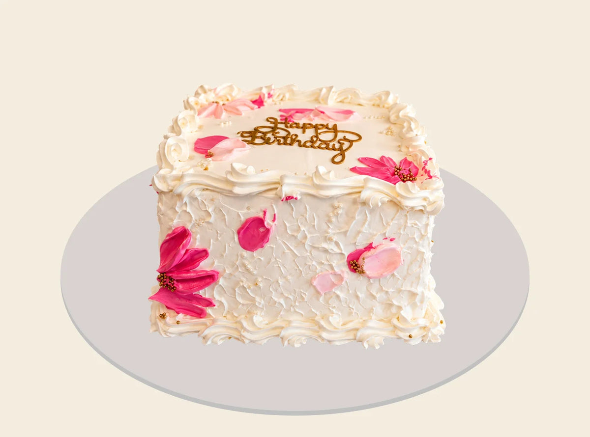 Elegant Square Design Birthday Cake