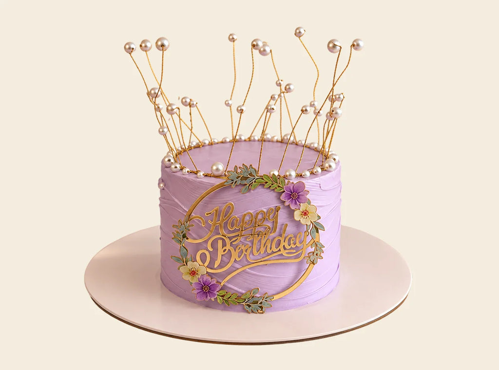Lavender Pearl Crown Birthday Cake