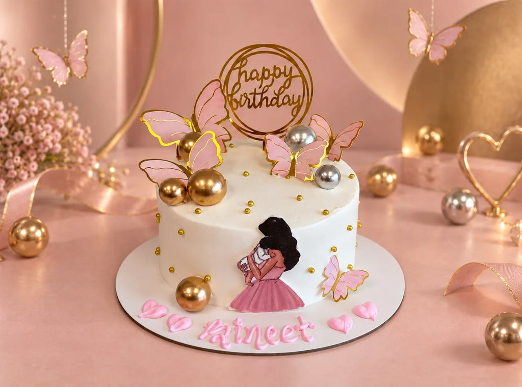 Princess butterfly theme cake