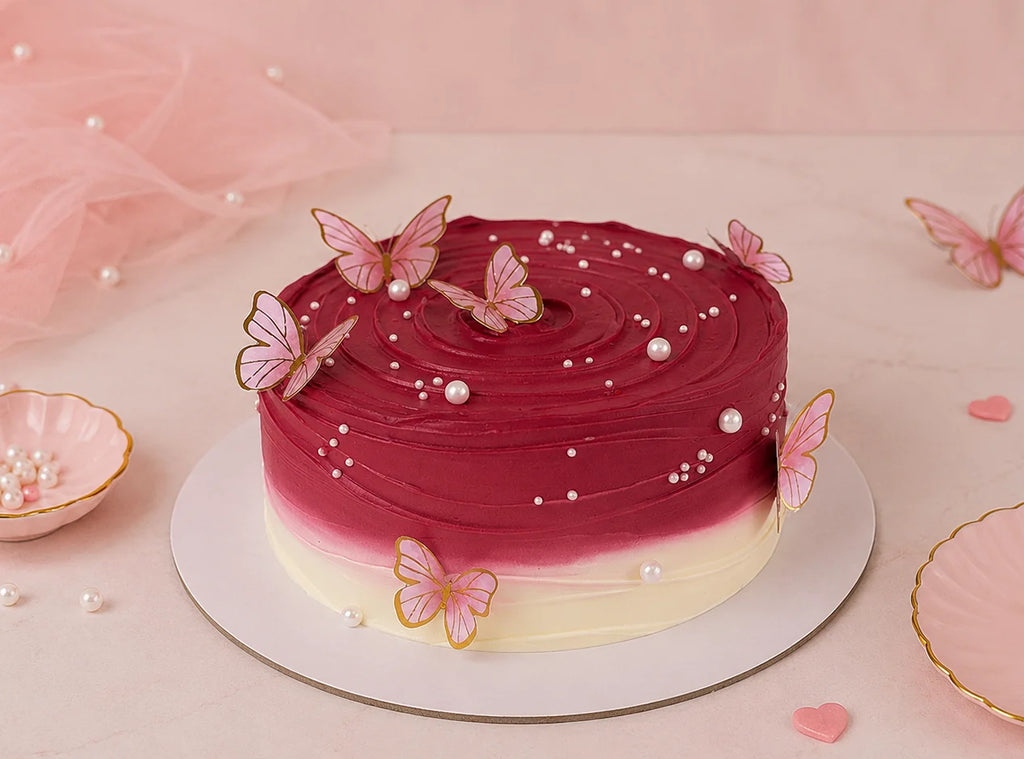 Dark Red Butterfly Cake