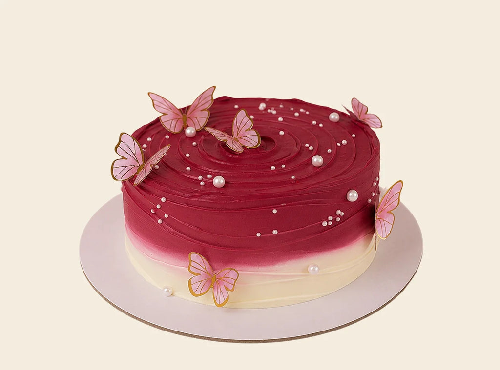 Dark Red Butterfly Cake