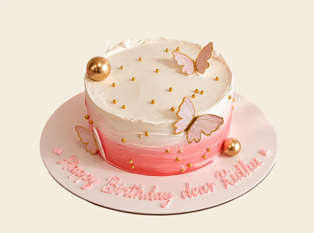 Pink Ombre Butterfly Cake