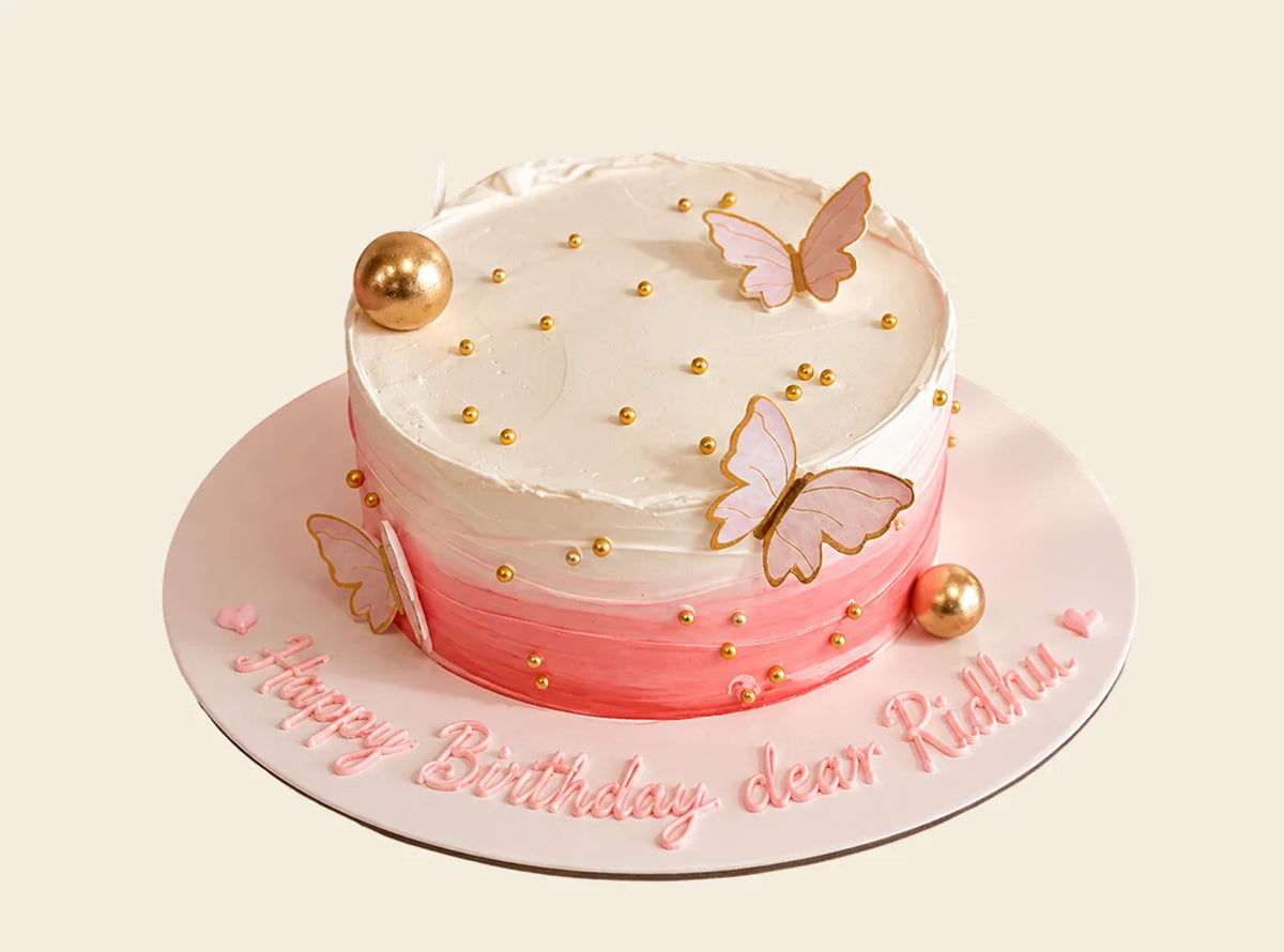 Pink Ombre Butterfly Cake