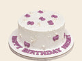 Purple Bow Pearl White Birthday Cake