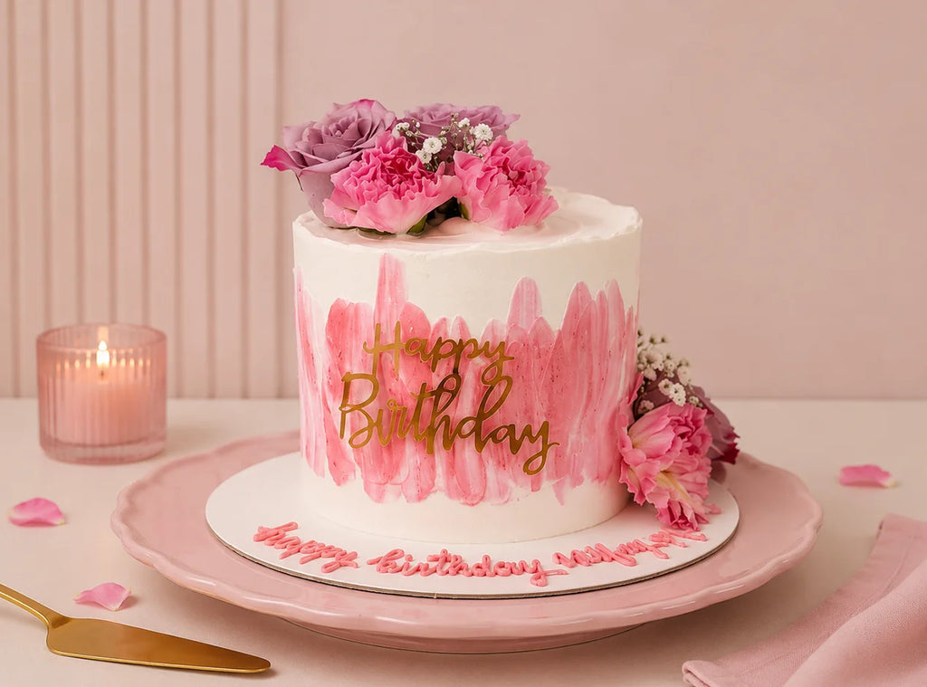 Pink Ombre Floral Cake