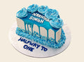 Half Birthday Blue Drip Cake