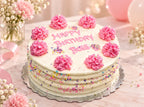 Pink Floral Rosette Cake