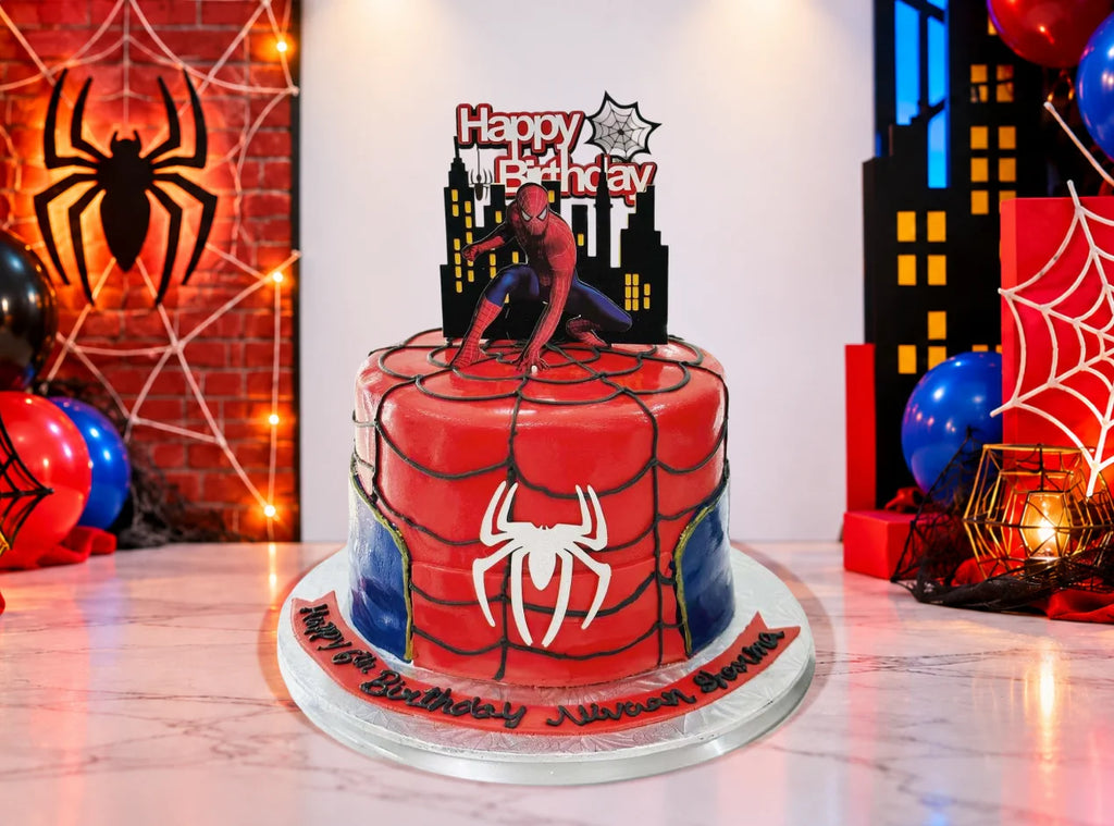 Spiderman Theme Birthday Cake