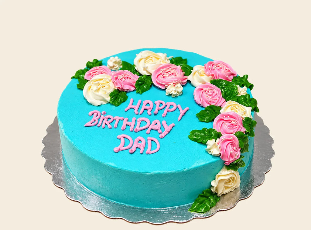 Blue Floral Birthday Cake