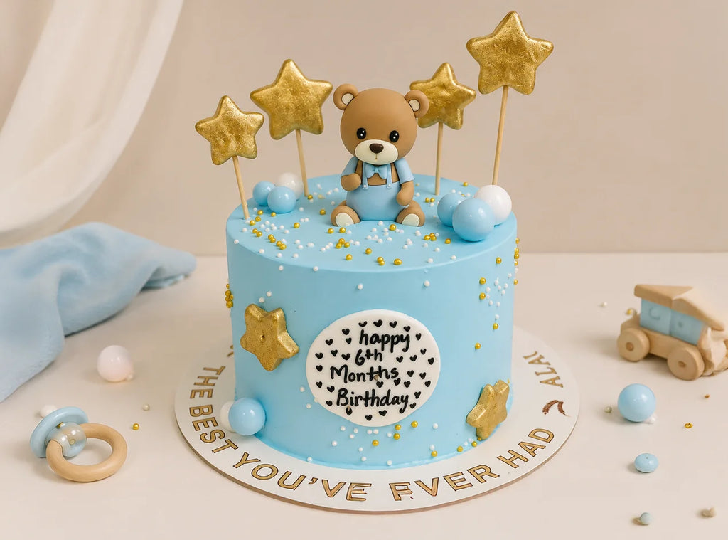 Blue Teddy Birthday Cake