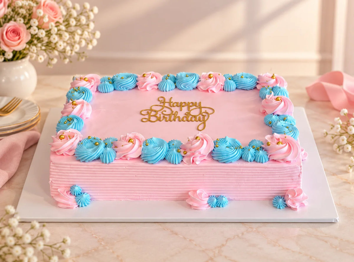 Pastel Rectangle Birthday Cake