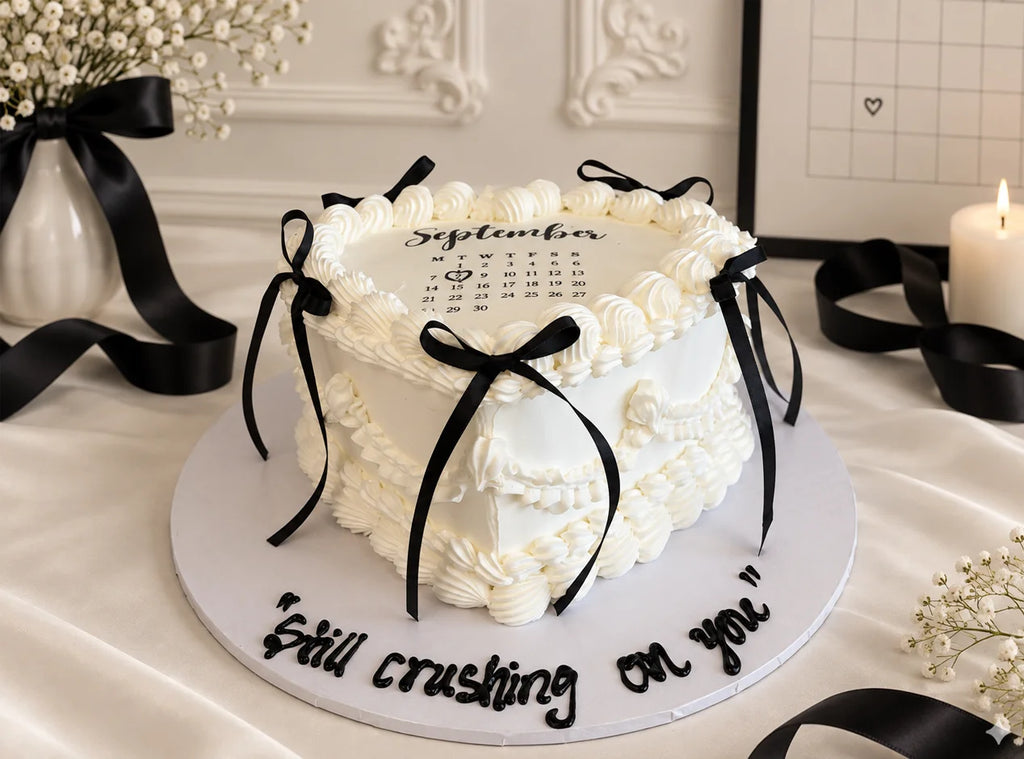 Calendar heart shaped cake