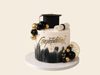 Black & Gold Congratulations Graduation Cake