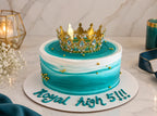 Crown Themed Turquoise Cake