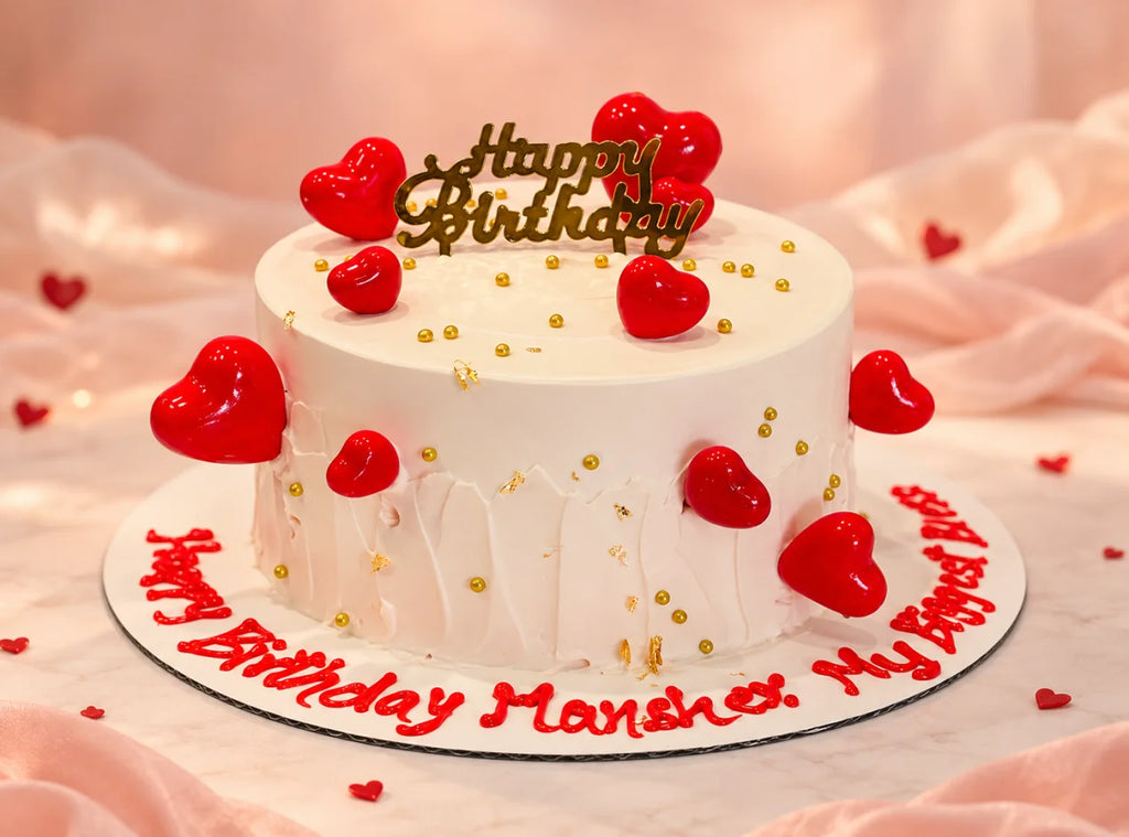 Red Heart Birthday Cake
