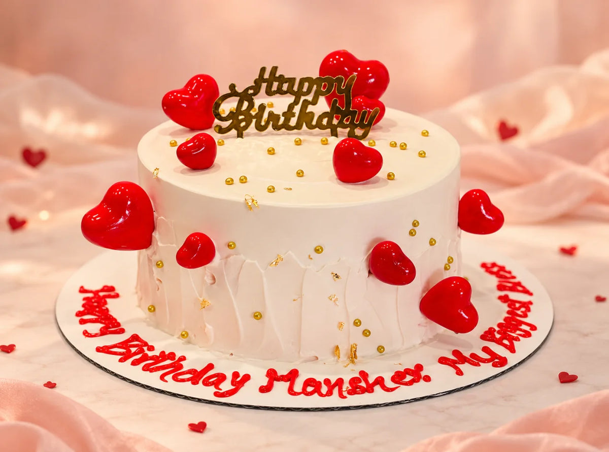 Red Heart Birthday Cake