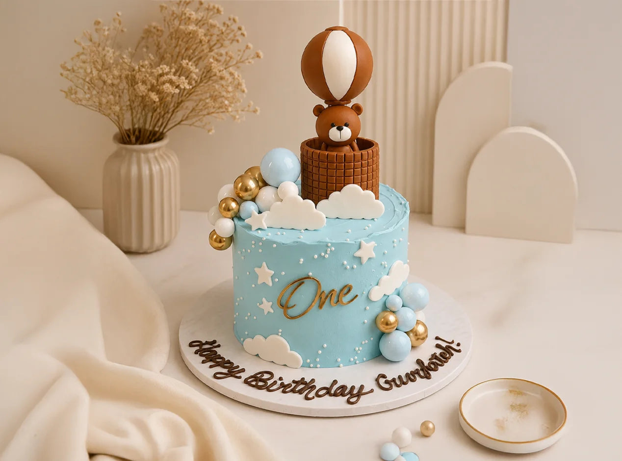 Hot Air Balloon Teddy Bear Birthday Cake