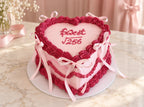 Pink Vintage Heart Cake With Bows