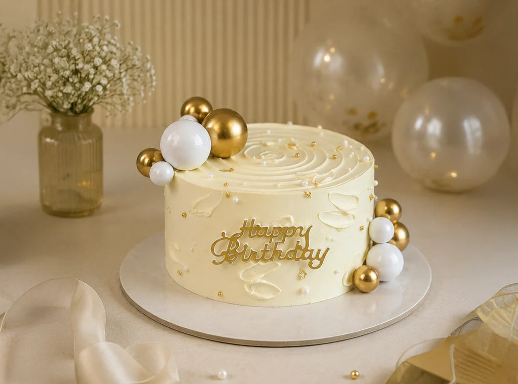 Golden Balls Birthday Cake