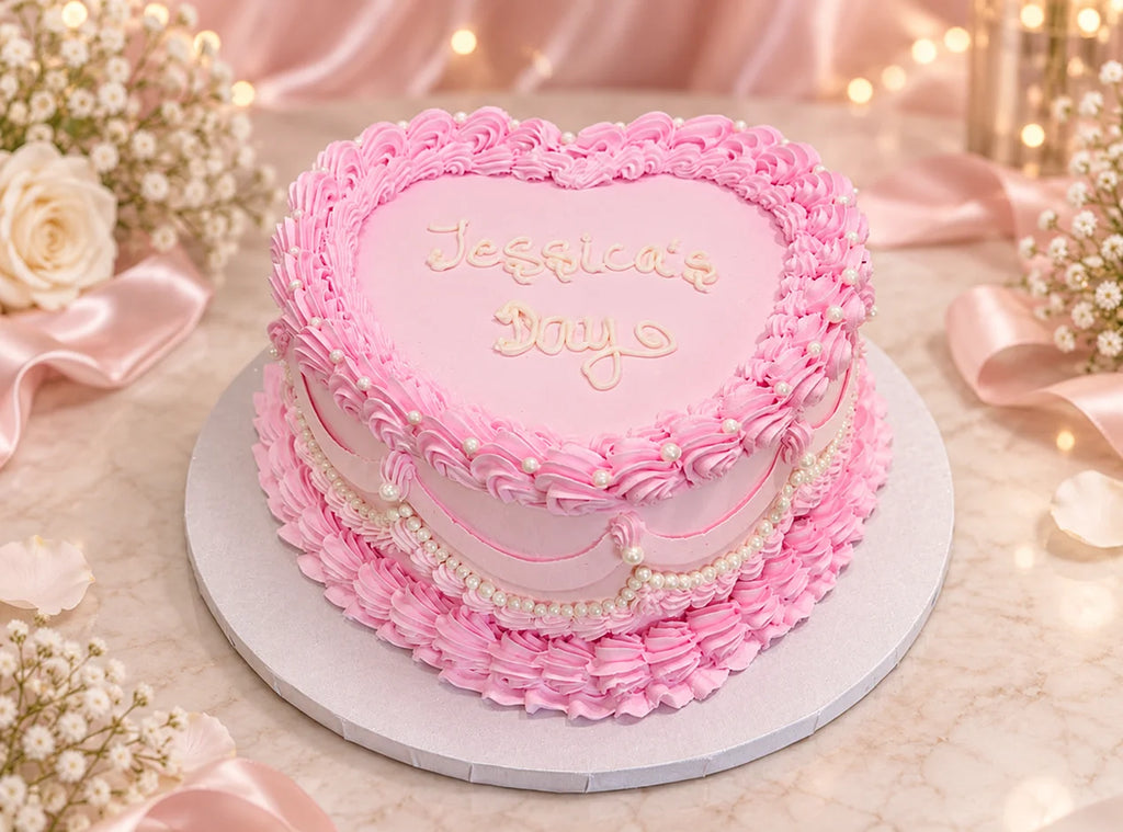 Pastel Pink Heart Cake