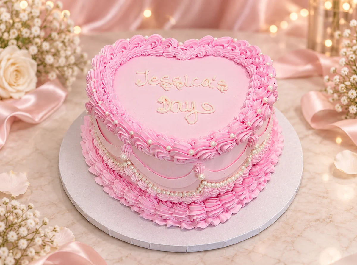 Pastel Pink Heart Cake