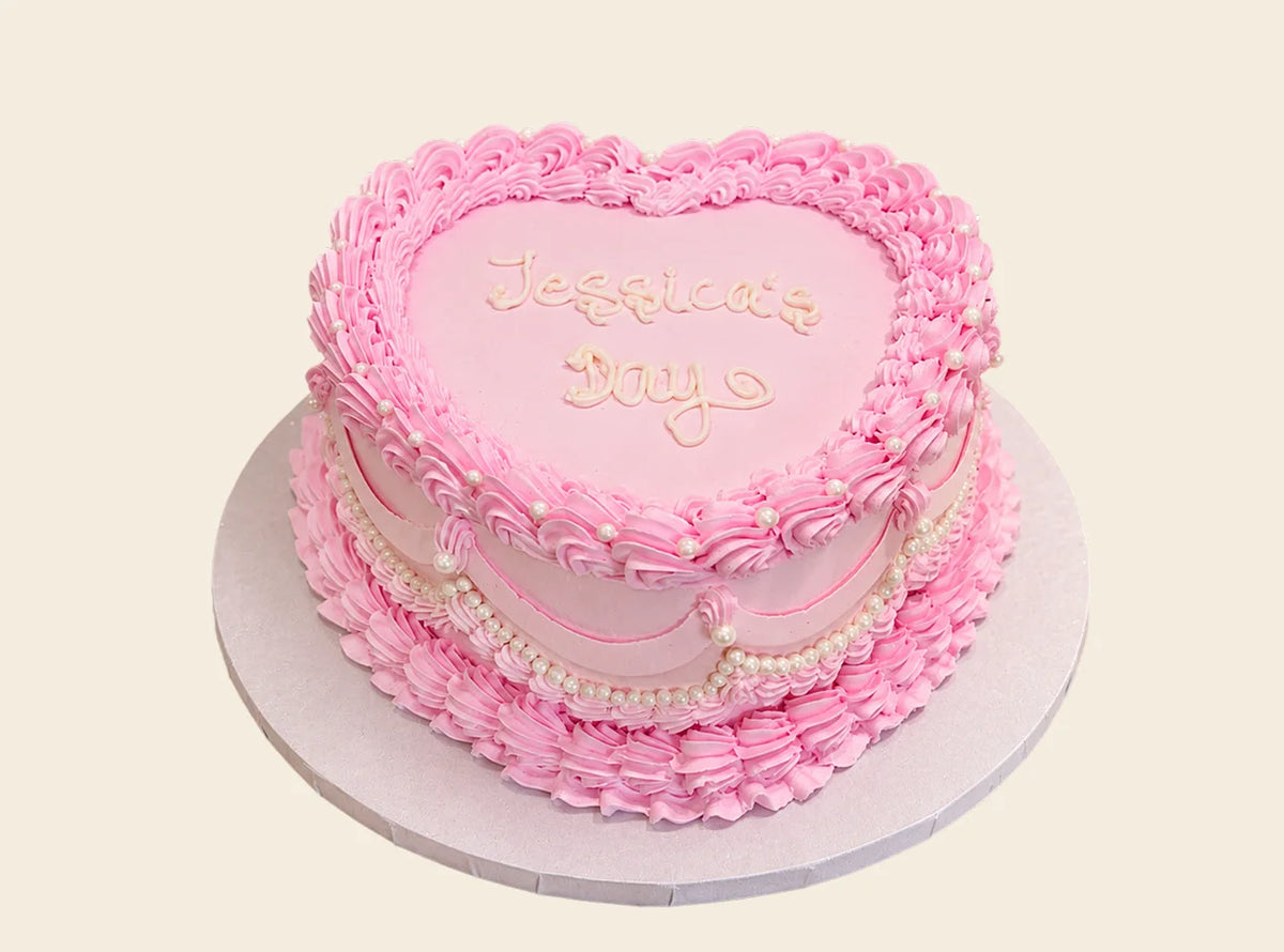 Pastel Pink Heart Cake