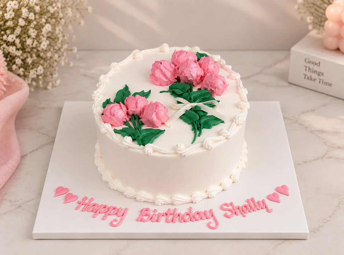 Pink Floral Birthday Cake