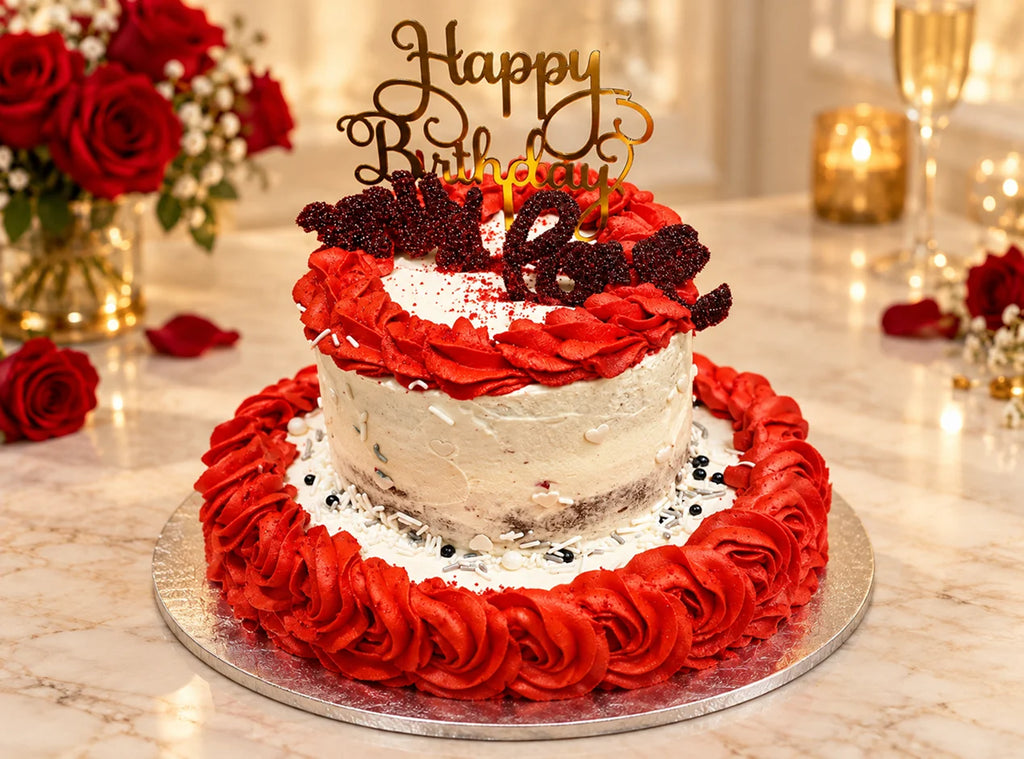 Two Tier Rosette Birthday Cake