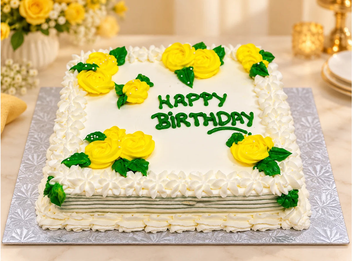 Yellow Theme Birthday Cake