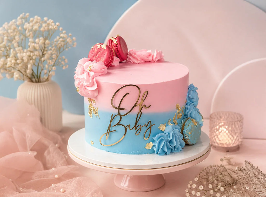 Pink & Blue Baby Shower Cake