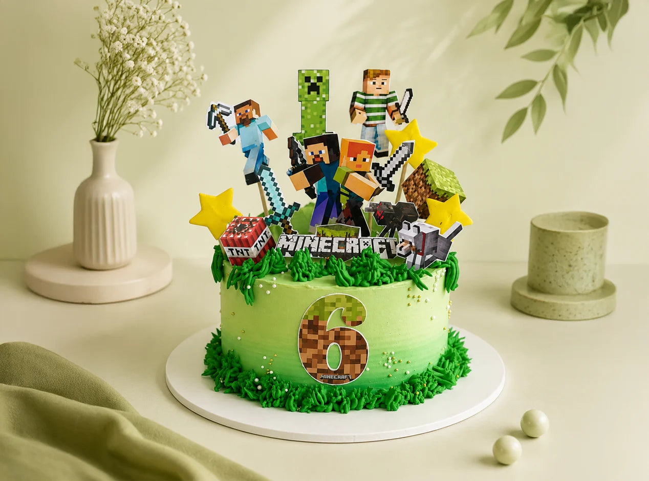 Minecraft Theme Birthday Cake