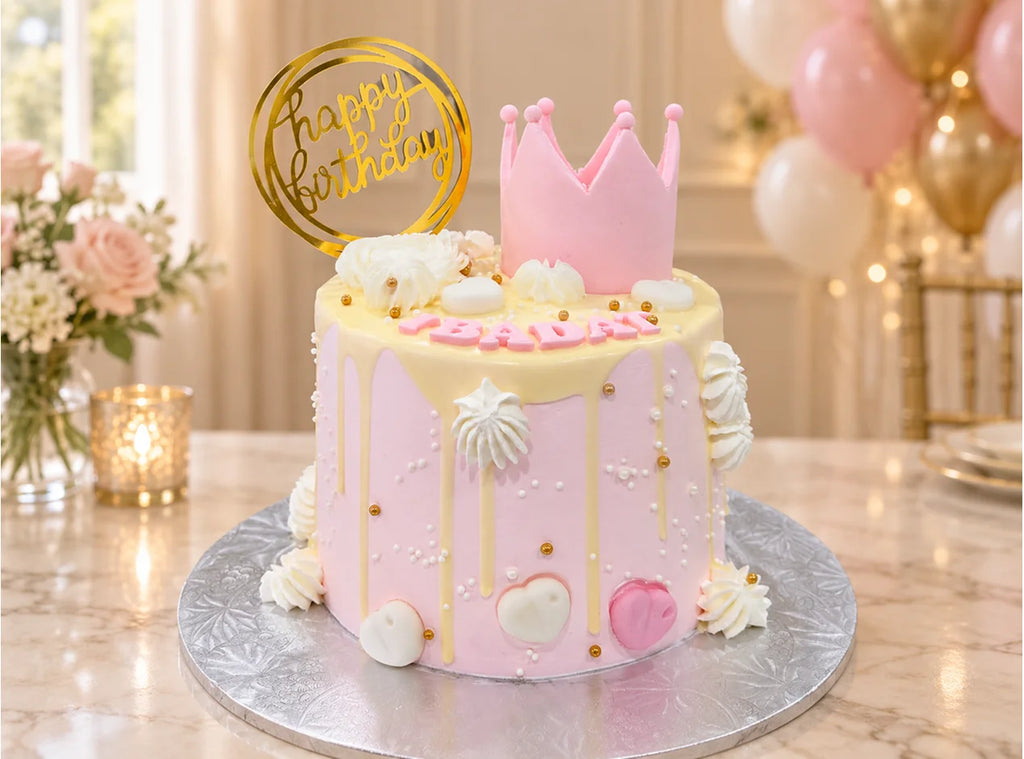 Pink Crown Fondant Cake
