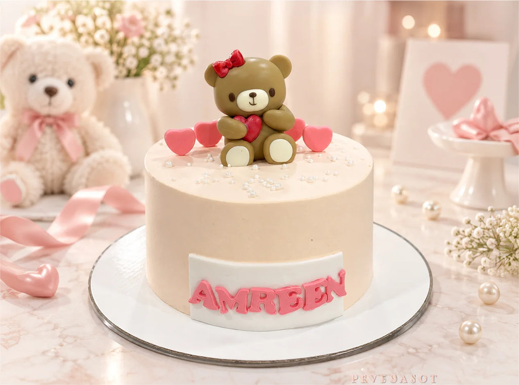 Minimalist Teddy Bear Cake