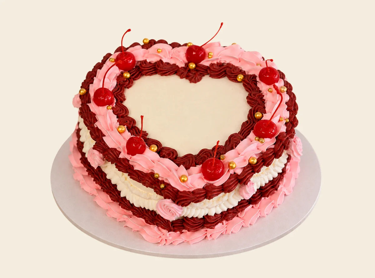 Vintage Heart Birthday Cake