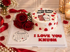 Romantic Bear Couple Cake With Flower