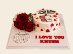 Romantic Bear Couple Cake With Flower