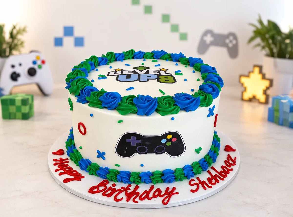 Level Up gaming cake