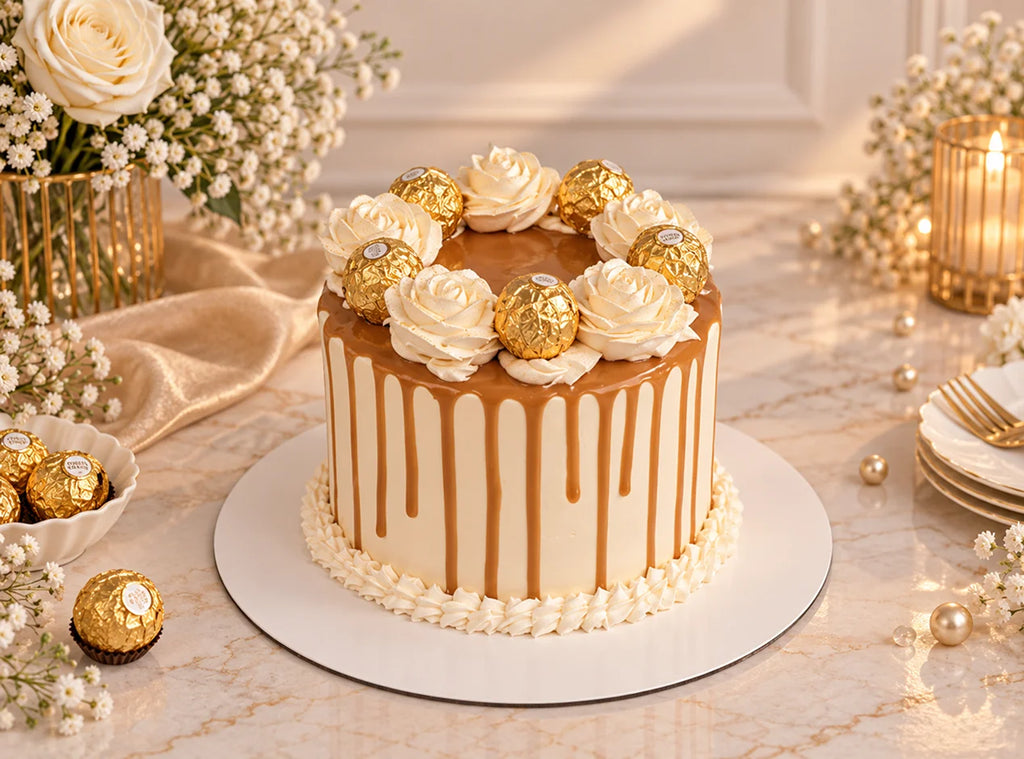 Caramel Drip Cake With Chocolates