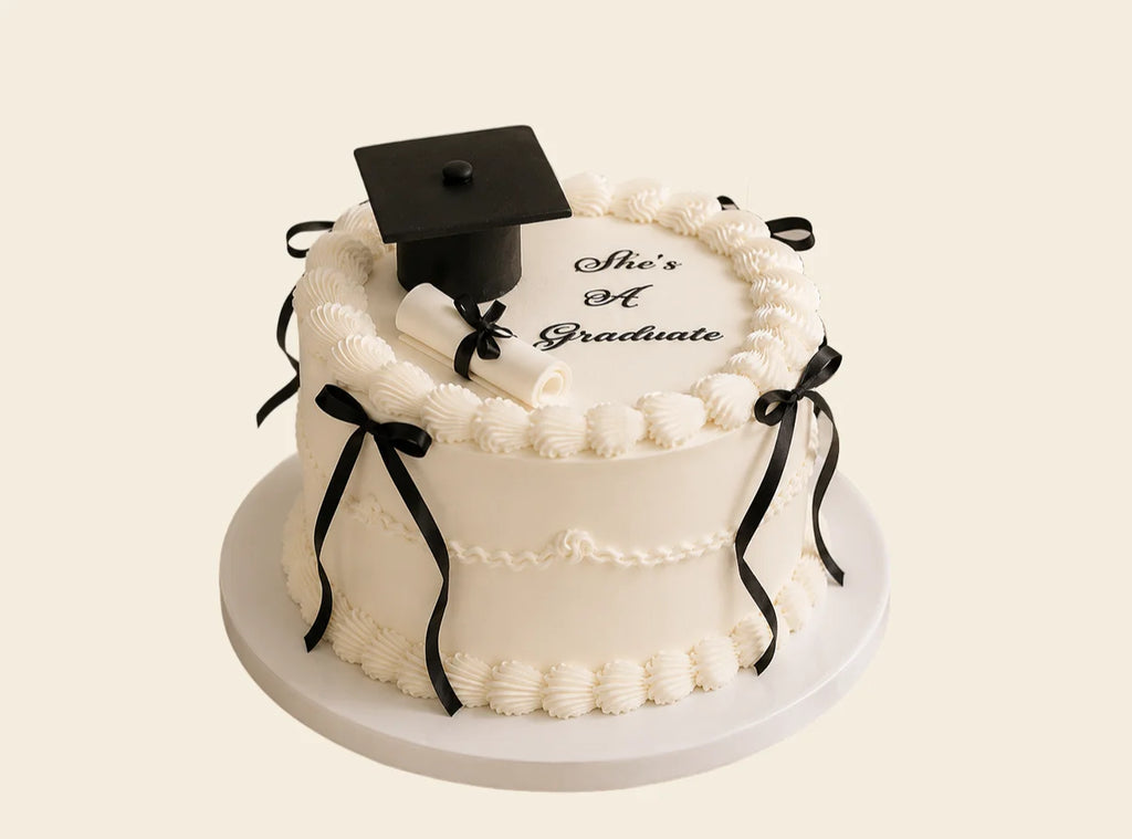 Classic White Graduation Cake