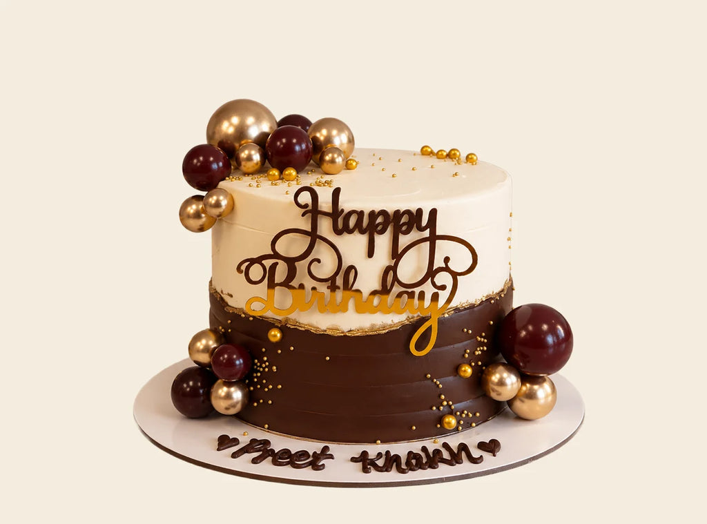 Chocolate Gold & Brown Birthday Cake
