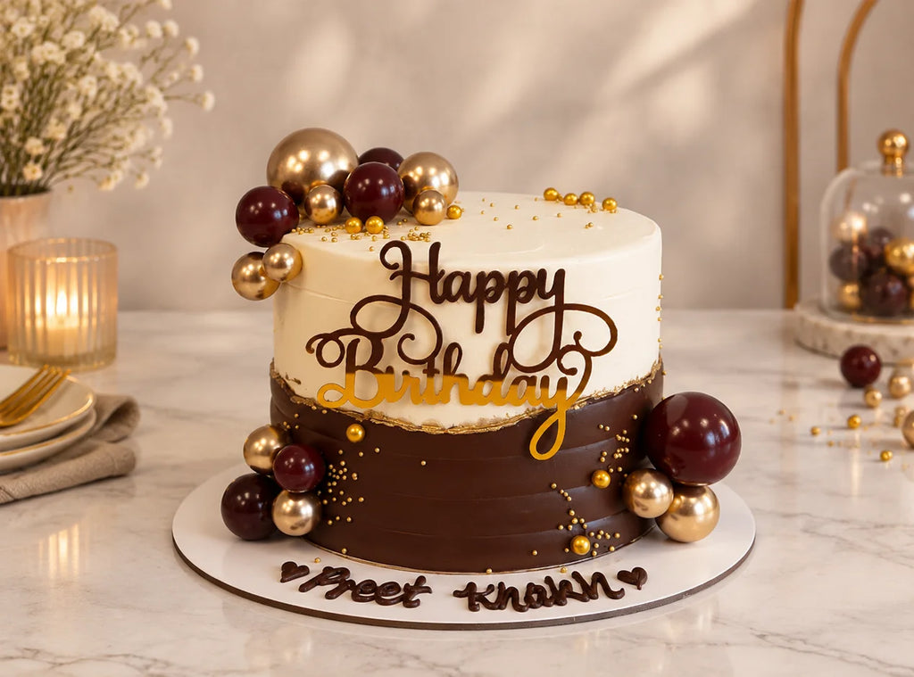 Chocolate Gold & Brown Birthday Cake