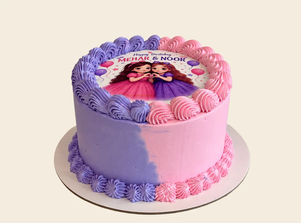 Pink and Purple Edible Photo Cake